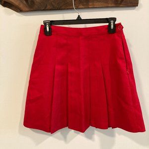 American Apparel Red Pleated Mini Skirt